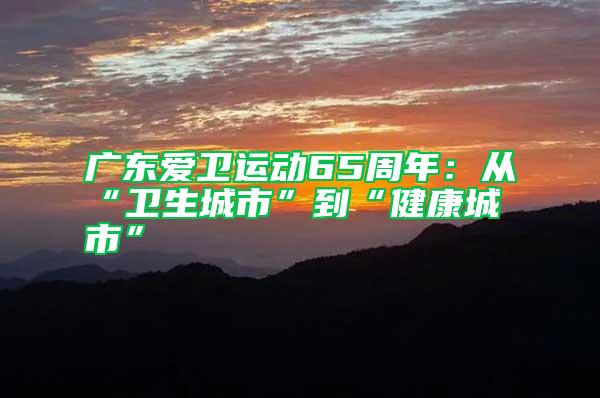 廣東愛(ài)衛(wèi)運(yùn)動(dòng)65周年：從“衛(wèi)生城市”到“健康城市”