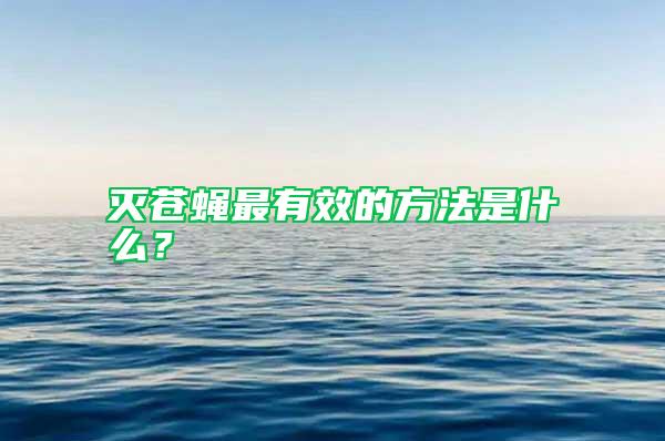 滅蒼蠅最有效的方法是什么？