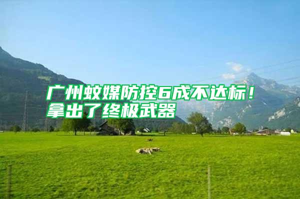 廣州蚊媒防控6成不達標！拿出了終極武器