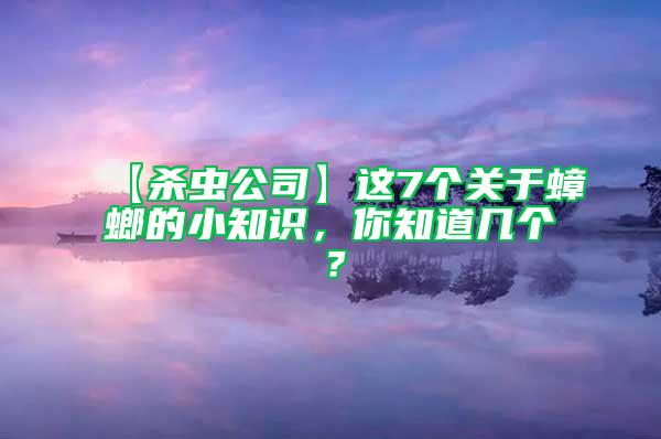 【殺蟲公司】這7個關于蟑螂的小知識，你知道幾個？