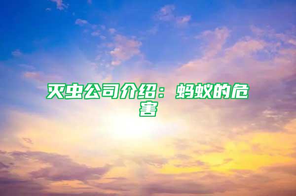 滅蟲(chóng)公司介紹：螞蟻的危害