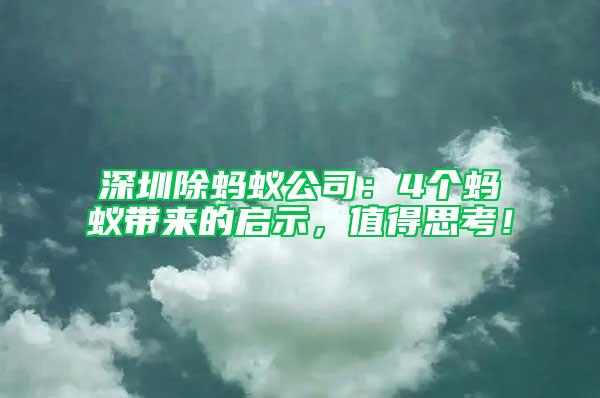 深圳除螞蟻公司：4個螞蟻帶來的啟示，值得思考！