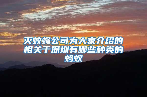 滅蚊蠅公司為大家介紹的相關(guān)于深圳有哪些種類(lèi)的螞蟻