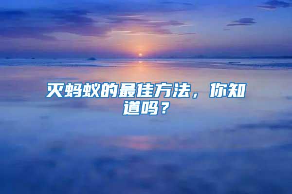滅螞蟻的最佳方法，你知道嗎？