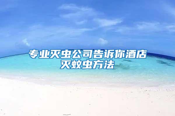 專業滅蟲公司告訴你酒店滅蚊蟲方法