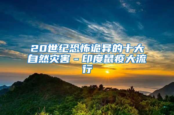 20世紀恐怖詭異的十大自然災害－印度鼠疫大流行