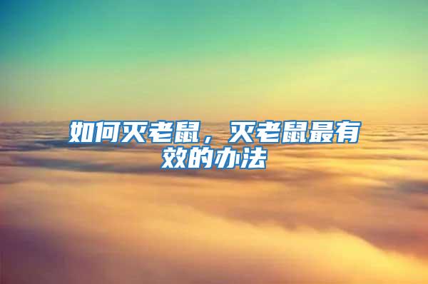 如何滅老鼠，滅老鼠最有效的辦法