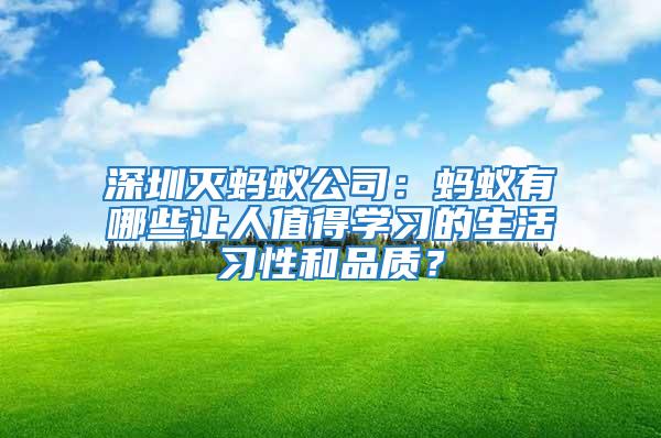 深圳滅螞蟻公司：螞蟻有哪些讓人值得學習的生活習性和品質？