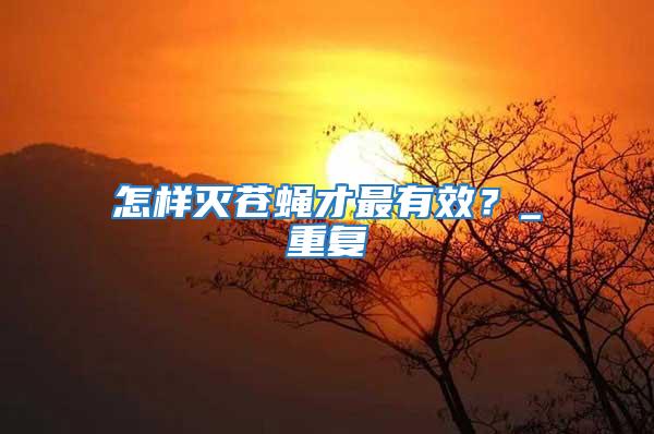 怎樣滅蒼蠅才最有效？_重復