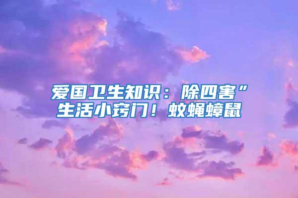 愛國衛(wèi)生知識：除四害”生活小竅門！蚊蠅蟑鼠