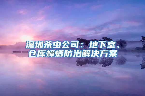 深圳殺蟲公司：地下室、倉庫蟑螂防治解決方案