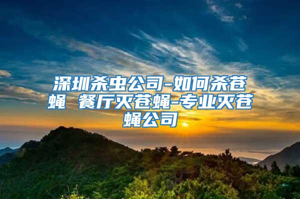 深圳殺蟲公司-如何殺蒼蠅 餐廳滅蒼蠅-專業滅蒼蠅公司