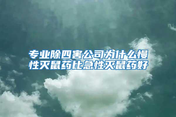 專業除四害公司為什么慢性滅鼠藥比急性滅鼠藥好