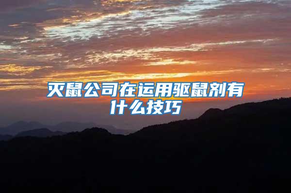 滅鼠公司在運(yùn)用驅(qū)鼠劑有什么技巧