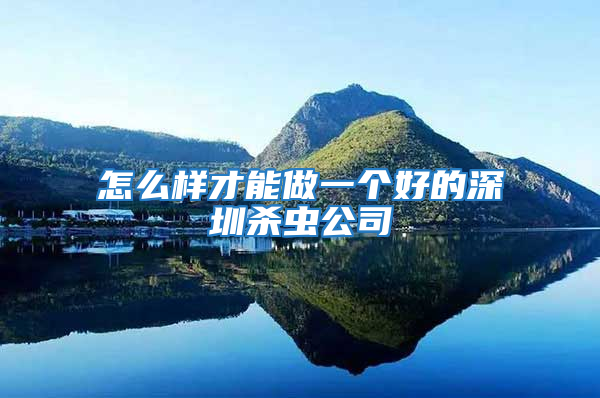 怎么樣才能做一個好的深圳殺蟲公司